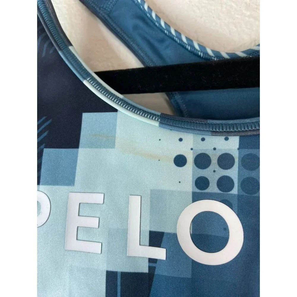 Adidas Peloton women's small blue teal racer‎ back sports bra medium support NWT
